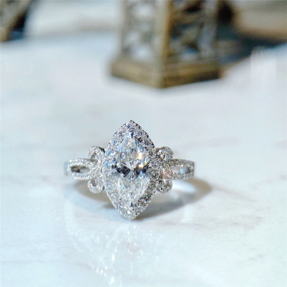 💞Beautiful Marquis Noble Women Pure Zircon Silver Dainty Fashion Ring,UN… - Picture 5 of 5